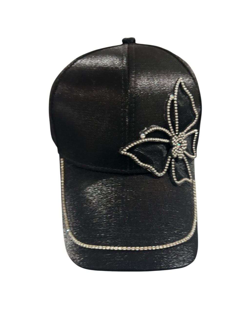 Essentials Black Rhinestone Butterfly Cap